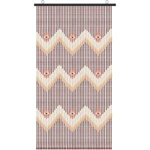 ANMINY Natural Wood Bamboo Beaded Curtain Wooden Hanging Room Divider Decorative Handmade Door Bead String Curtains Wall Panel Blinds for Doorway Restaurant Home Decor 35" by 76" - Wave Flower