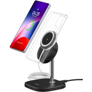 Magnetic Charger Stand for Samsung S26 Ultra/S26+/S26/S25/S24/Z Flip7/Z Flod7 & iPhone Air/17/16/15/14/13/12, Detachable Wireless Charging Station Compatible with MagSafe