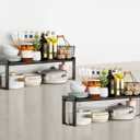 2 Pack Expandable Cabinet Shelf Organizer 16-26" L Stackable Kitchen Counter Shelves Rack Stand Sink Riser Countertop Storage Black (Normal 7.9D)