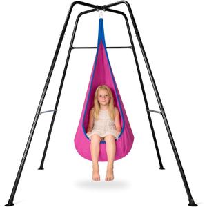 Swing Stand Frame with Sensory Pod Swings,Sensory Swing Set for Kids,Heavy Duty Metal Swings Frame,Cotton Sensory Pod Swing for Kids Indoor and Outdoor 330LBS Pink