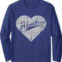 Vintage Heart Yankees I Love Yankees First Name Personalized Long Sleeve T-Shirt (Blue, S)