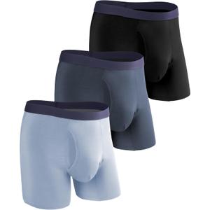 Incontinence Underwear for Men, Long Leg Soft Leakproof Washable Reusable Light Absorbency Boxer Briefs 3 Pack (Multicolor01, Medium)