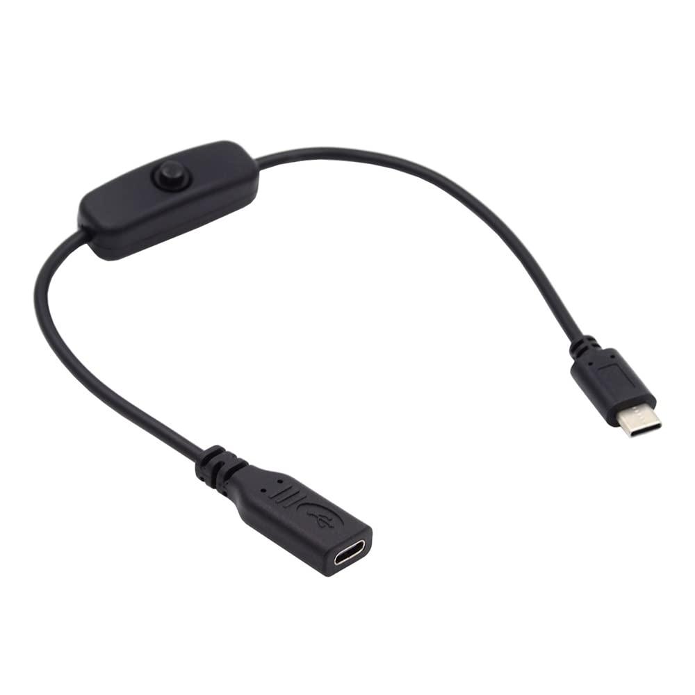 NFHK USB-C Cable with On Off Power Switch Button USB Type C Male to Female for Laptop Keyboard Raspberry Pi 4B