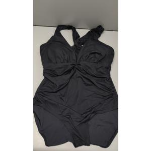 One Piece Swimsuit Women Tummy Control Cross Back Bathing Suit V Neck Adjustable Straps Ruched Swimwear, size - L
