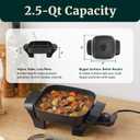 Elite Gourmet EG808 Electric Skillet 8"x8" Non-Stick Coating, Tempered Glass Lid, Removable Thermostat 200F400F, Dishwasher Safe, 600W Compact 2.5-Qt Capacity for Eggs, Bacon & One-Pot Meals, Black