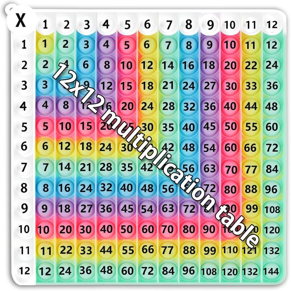 12x12 Multiplication Table Times Table Practice Multiplication Charts for Kids Flash Cards Board Game Math Fidget Toy Multiplication pop 12x12 Board Kid