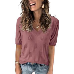 Arach&Cloz Women's Lightweight Fall Sweater Tops Casual Short Sleeve Blouses Shirts (X-Large)