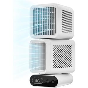 Hotsales Rechargeable 360 Desk Fan | Dual Head USB Table Fan with 6000mAh Battery, 6 Speeds, Digital Display, 120 Oscillating, for Bedroom Office Dorm