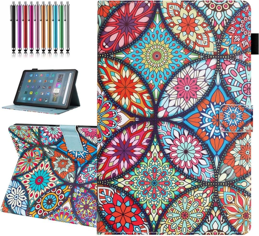 Case for Amazon Fire Max 11 Tablet (13th Generation, 2023 Release), Auto Wake/Sleep, Premium PU Leather Folding Stand Cover with Pen Holder & Multiple Viewing Angles - Kaleidoscope