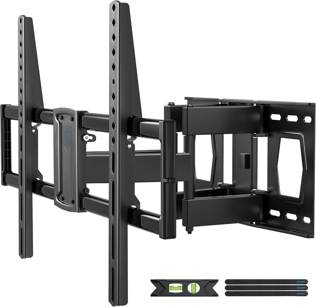 USX STAR Full Motion TV Wall Mount for 37-85 Inch TVs Mounts Up to 132lbs, Fit 16" Wood Stud, Max VESA 600x400mm, Swivel and Tilt Articulating Wall Mount TV Bracket,Fit Most 55+ 65 70 75 inch TVs