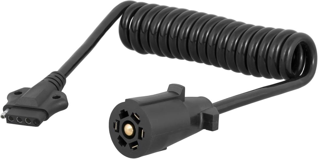 CURT 57281 5-Foot 7-Way RV Blade Vehicle-Side to 5-Way Flat Trailer Wiring Adapter Extension Harness