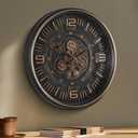 20in Large Real Moving Gears Wall Clock for Living Room, Battery Operated Wall Clocks Decorative Vintage, Home Office Clock, Gift for Family, Friends (Copper)