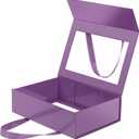 Purple Gift Box with Window, Clear Magnetic Gift Box for Present, Bridesmaid Proposal Box (10.5x7.5x3 Inches)