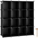 C&AHOME Cube Storage Organizer, 16-Cube Shelves Units, Plastic Storage Cubes, DIY Closet Organizer, Modular Closet Storage Shelves Ideal for Home, Bedroom, 48.4" L  12.4" W  48.4" H Black SUM3016H