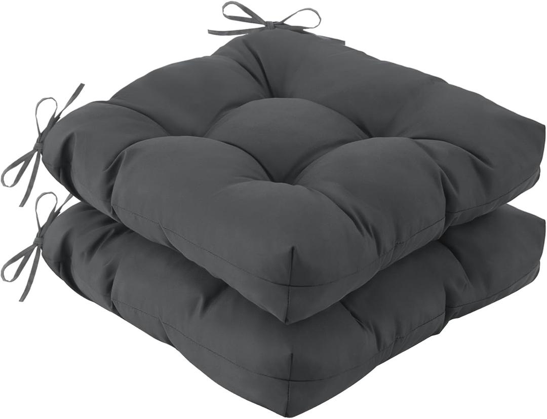 IASEAHK Outdoor Chair Cushions Set of 2, 19" x 19" x 5", Waterproof Outdoor Seat Cushions for Patio Furniture, Fade-Resistant Patio Chair Cushion, Dining Wicker Chair Pads for Porch Garden, Dark Grey