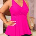 Plus Size Tankini Top Only - Flowy Bathing Suits Top Plus Size Swim Top 2025 Modest Swimsuits Top (Pink),20W