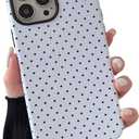 Longlayss Compatible with iPhone 13 Pro Max Case Cute Aesthetic Polka Dot Phone Case for Women Girl Shockproof Slim TPU and Hard PC Protective Cover (White)
