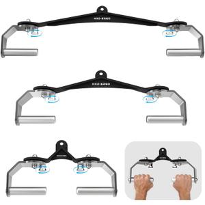 HXD-ERGO 360 Rotating LAT Pull Down Bar Set, LAT Pulldown Attachments with 16 Lockable Angles, 3 Grip Widths Cable Machine Attachment for Full Body Workout, Home Gym Equipment