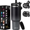 RRYFOUR 40 OZ Tumbler with Handle and Straw - Stainless Steel Water Cup with 2-in-1 Lids, Travel Coffee Mug Insulated Tumbler with Handle, Leak-proof Insulated Water Bottle Fits in Car Cup Holder