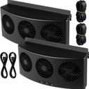 Tujoe 2 Pack USB Cable 3 Fans Car Exhaust Fan USB 3 Fans Car Window Air Vent Radiator Cooling Vent Exhaust for General Types(Black)