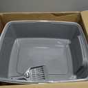 Amazon Basics Large Cat Litter Box with High Sides, Open Top for Easy Access, Includes Scoop with Storage, 19" x 15" x 11.75", Grey/Beige