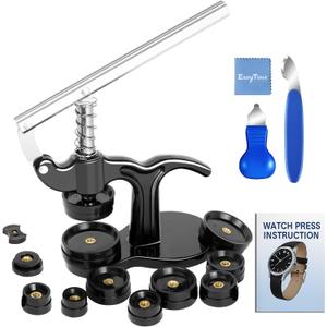 EasyTime Watch Repair Press Tool Set Watch Repair Kit 16pcs Suitable for Size 18mm to 50mm with Watch Case Open Pry Case Closer for Battery Replacement