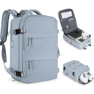 Large Travel Backpack For Women Men Airline Approved Carry On Backpack Flight Approved Waterproof Sports Luggage Backpack Casual Daypack Hiking Backpack Grey Blue