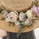 COSDREAMER Victorian Hat Womens Girls Tea Party Hats Vintage Flowers Flat (Beige)