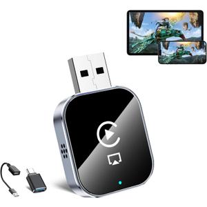 Wireless CarPlay Adapter for Apple iPhone - 4 in 1 Airplay Mirror Link Adapter Multi-User Seamless Connection Converts Wired to Wireless CarPlay Adapter - No Latency from iOS 10+ to Screen w/USB-C