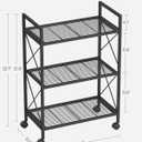 SONGMICS 3-Tier Metal Storage Rack with Wheels, Mesh Shelving Unit with X Side Frames, 23.6-Inch Width, for Entryway, Kitchen, Living Room, Bathroom, Industrial Style, Black UBSC163B01