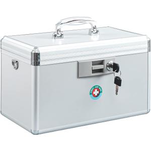 KYODOLED Large Medication Lock Box, Locking Medicine Safe with Key, Ideal for Secure First Aid and Drug Storage, White, 13.9'' x 7.8'' x 8.6'', Theft-Resistant Design