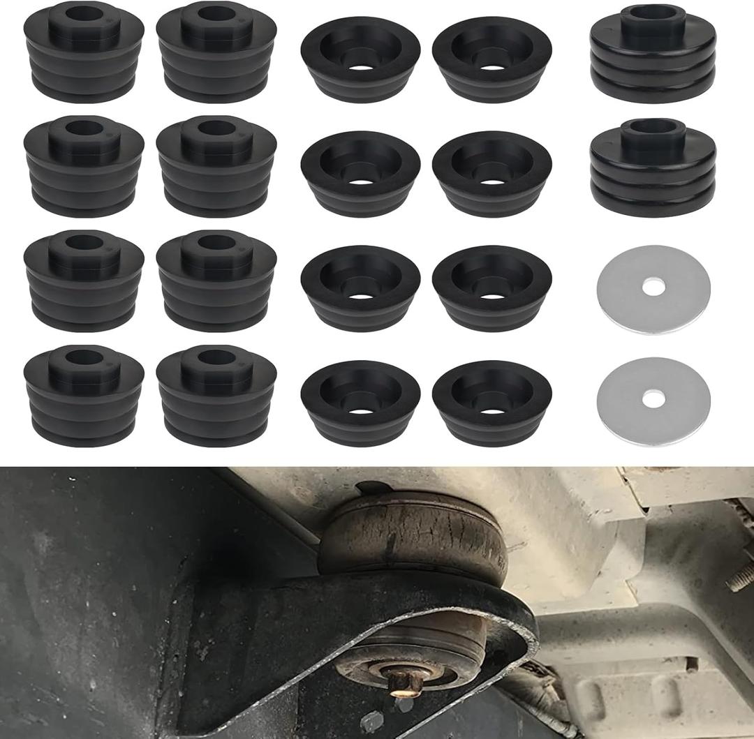 Body and Cab Mount Bushing Kit Compatible with F250 F350 2WD/4WD 1999-2018 Polyurethane Body Cab Mounts Bushings Washers Replace: KF04050BK.