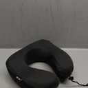 MLVOC Travel Pillow 100% Pure Memory Foam Neck Pillow, Comfortable & Breathable Cover, Machine Washable, Airplane Travel Kit with 3D Contoured Eye Masks, Earplugs, and Luxury Bag, Standard (Black)