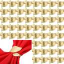 Bokon 100 Pcs Gold Napkin Rings for Wedding Shiny Metal Napkin Holder Study Leaf Shaped Table Decor for Dinner Parties Celebrations Receptions Thanksgiving Easter Christmas