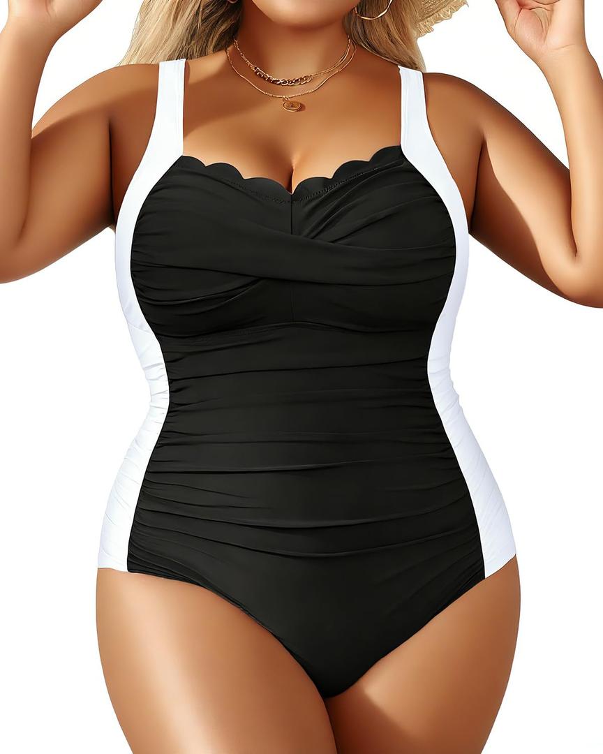 Aqua Eve Womens Plus Size One Piece Swimsuit- Tummy Control Bathing Suit Full Coverage Swimwear, Size: 18W