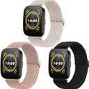 ViCRiOR 3 Pack Braided Stretchy Watch Bands Compatible with Amazfit Bip 6/ Bip 5/ GTR 4/ GTR 3/ 3 Pro/ GTR 2/ 2e/ GTR 47mm, 22mm Solo Loop Elastic Nylon Strap for Amazfit Cheetah Pro/ Balance
