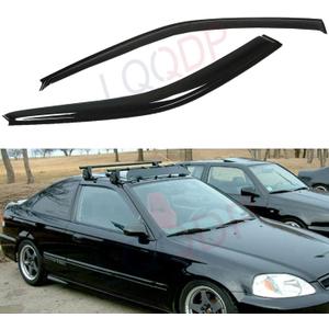 2pcs Front Smoke Sun/Rain Guard Outside Mount Tape-On Window Visors Compatible with 96-00 Civic 2-Door Coupe/3-Door Hatchback
