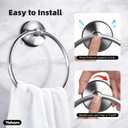 YOHOM Suction Cup Towel Ring Hand Towel Holder for Bathroom Vacuum Suction Washcloth Holder Dish Towel Hanger for Shower Wall No Drill Stainless Steel Brushed Finish