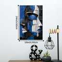 LyerArtork African American Canvas Wall Art 16x24 inch Navy Blue White Modern Abstract Portrait Face Picture Prints Neutral Artwork Wall Decor for Living Room Bedroom Office