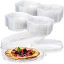 Soaoo 100 Pcs 9'' Plastic Disposable Pie Containers with Hinged Locking Lids Clear Flan Containers with Lids Round Pie Keeper Dessert Containers for Takeout Boxes Food Cake Doughnut Flan Storage