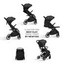 newyoo GlideTow TR18M Compact Travel Stroller for Infant, Lightweight Foldable Baby/Toddlers Stroller with Luggage Handle & Cup Holder, One-Hand Easy Fold, Lay-Flat Seat, Black