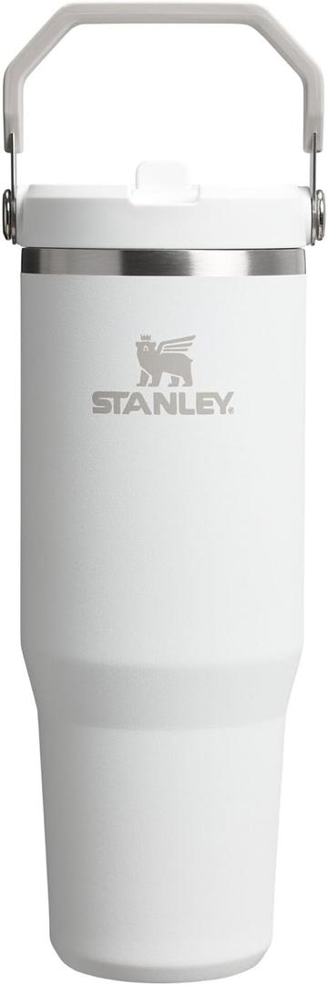 Stanley IceFlow Flip Straw Tumbler with Handle | Twist On Lid and Flip Up Straw | Leak Resistant Water Bottle | Insulated Stainless Steel | BPA-Free (30 Ounces, Frost)