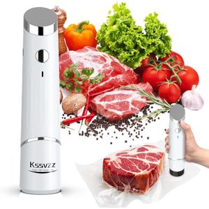 Handheld Vacuum Sealer for Food - Compact Food Vacuum Sealer Machine for Travel, Portable Sealing Machine with 10 Reusable Vac Seal Bags for Storage, Meal Prep or Sous Vide