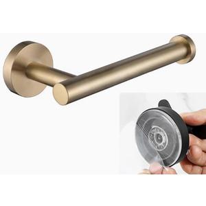 Adjustable Self Adhesive Toilet Paper Towel Holder SUS304 Stainless Steel, Suction Cup Paper Towel Holder, No Drill No Drill Tissue Organizer for Kitchen Washroom, 1 Pack (Gold)