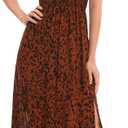 Floerns Women's Boho Floral Print Off Shoulder Split Long A Line Dress L 