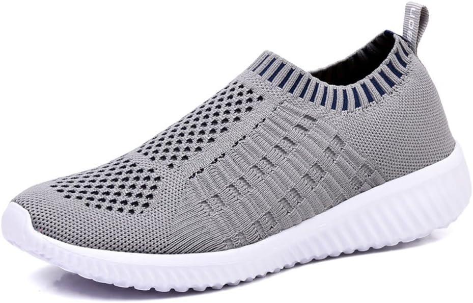 TIOSEBON Women's Athletic Walking Shoes Slip on Casual Mesh Sneakers Gray 10.5 US Wide