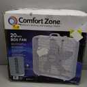 Comfort Zone Box Fan with Carry Handle, 20 inch, 3 Speed Full-Force Air Circulation Window Fan, Bedroom Floor Fan with 5 Blades, White Noise Cooling Fan, White