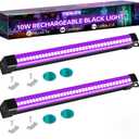 YQNLIFA 5000mAh Rechargeable Black Light Bar, Battery Powered Black Lights for Glow Party, Cordless Blacklight Strip for Halloween Decorations, Fluorescent Poster, Body Paint, Uranium Glass, 2 Pack
