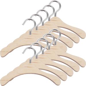 Toyvian Mini Wooden Clothes Hangers 10 Pieces Doll Closet Organizer Accessories for Bjd Dolls and Kids Doll Clothes Storage 2.95 Inch