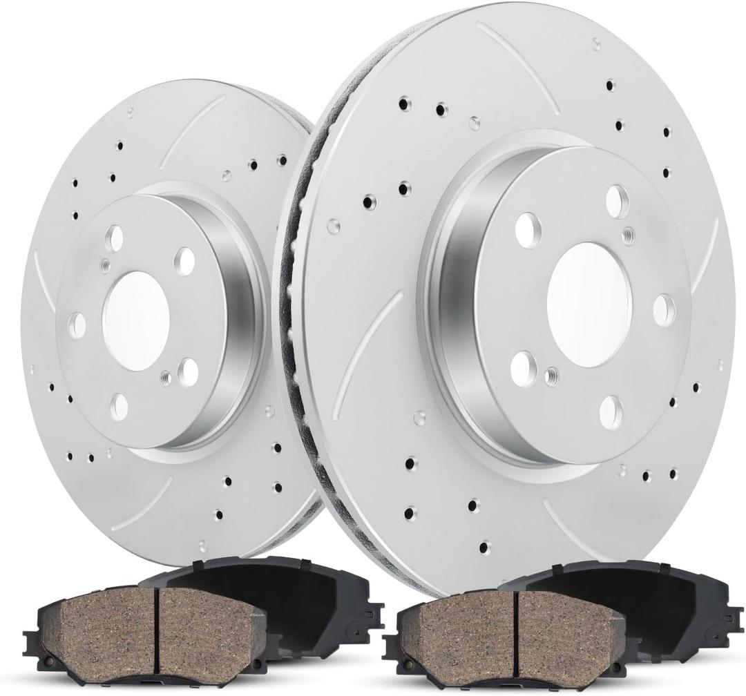 Rear Brake Pads And Rotors Kit Compatible With 2009-2017 Chevrolet Traverse, 2007-2016 GMC Acadia,55151 D883-7760 Automotive Replacement Brake Kits Geomet Drilled And Slotted Rotors 331mm(13in)